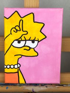 a painting of the simpsons on a pink background