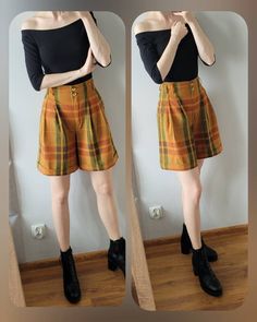 AE Boutique by Elegance Paris vintage plaid shorts Very good condition  Size 34 fits 32 International XXS Measurements Length 49 cm/ 19.5 in Waist 32 cm/ 12.5 in Paris Vintage, Vintage Floral Dress, High Waist Shorts, 90s Dress, Vintage Plaid, Plaid Shorts, Vintage Shorts, Skorts, Floral Maxi