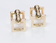 Cartier Cufflinks: Cartier Gold Stirrup Cufflinks Vintage Cartier 14K yellow gold cufflinks. Pair of hinged square stirrup/paddle cufflinks. Approximate Measurements: Length 1.3", Width 0.5" Weight: 14 Grams Cartier Cufflinks, Cartier Gold, Genuine Love, Gold Cufflinks, Vintage Cufflinks, Stirrups, Vintage Cartier, Cartier, Antique Jewelry