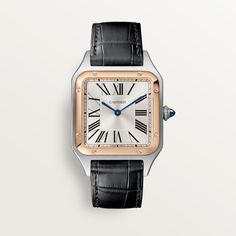 Cartier Santos Dumont, White Dial Watch, Black Alligator, Small Watch, Mens Watches Leather, Cartier Men