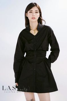 Lasaky - Striking Ruffled Collared Shirt Dress for Women Ruffle Collar Shirt, Shirt Dress For Women, Collared Shirt Dress, Skirt Skirt, Ruffle Collar, Collared Shirt, Short Skirt, Types Of Skirts, Dress For Women