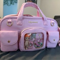 Brand New And Only Decorated. The Only “Damage” Is On The Insert From My Pins. Highly Quality, Spacious And So Cute. Will Not Come With Any Decorations (Sorry :P) Decorated Bag, Trinket Bag, Star Bag, Girly Clothes, Stylish School Bags, Decorated Bags, Kawaii Bags, Diy Crafts To Do, Junk Drawer