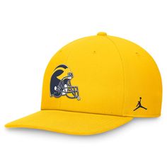 Show your Michigan Wolverines pride with this Jordan Brand Primetime Pro Snapback Hat. This stylish hat features an embroidered team logo across the front panels, making a bold statement for any fan. With its high crown and structured fit, this snapback offers a modern and comfortable look whether you're cheering from the stands or repping the Michigan Wolverines around town. Curved Brim Hats With Team Logo For Game Day, Fan Gear Hats With Team Logo And Curved Brim, Collegiate Flat Brim Fitted Hat For Fan Merchandise, Collegiate Flat Brim Fitted Hat For Fans, Curved Brim Hats With Team Logo For Fan Gear, Curved Visor Hats For Sports Fans, Adjustable Flat Bill Hats For Fan Gear, Adjustable Flat Bill Hat For Fan Gear, Game Day Team Logo Snapback Trucker Hat