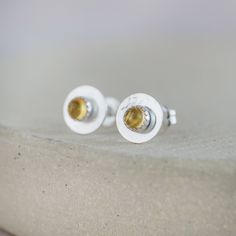 Citrine and sterling silver birthstone small disc studs by Lucy Kemp Jewellery Silver Collection, Travel Jewelry Case, Easy Day