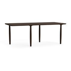 a rectangular table with two legs and a black top on an isolated white background,