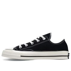 Converse Chuck 70 Low OG - Black 162058C Black Classic Sneakers With Vulcanized Sole, Classic Black Sneakers With Rubber Toe Cap, Classic Sneakers With Rubber Toe Cap, Black Pointed Toe Sneakers With Branded Insole, Black Pointed Toe Sneakers With Rubber Sole, Converse Chuck 70 Low, Chuck 70 Low, Run Star Hike, Men's Converse