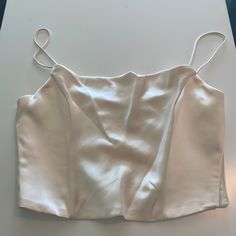 Cream Corset Top Size Small New With Tags Side Zipper Elegant Cami Crop Top For Day Out, Elegant Cropped Top By Zara, Elegant Sleeveless Zara Crop Top, Elegant Cropped Zara Crop Top, Elegant Zara Crop Top For Day Out, Cropped Corset Top, Cropped Corset, Zara Tops, Corset Top