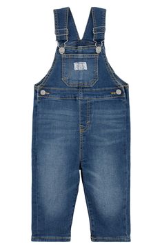 Your industrious baby will play until the quittin' time whistle blows in these durable (and adorable) denim overalls made with a handy touch of stretch. 79% cotton, 20% polyester, 1% elastane Machine wash, tumble dry Imported Levi's Denim Shortalls With Pockets, Levi's Cotton Overalls In Medium Wash, Levi's Cotton Medium Wash Overalls, Levi's Denim Jumpsuit In Medium Wash, Levi's Medium Wash Cotton Overalls, Levi's Medium Wash Denim Overall Jumpsuit, Levi's Medium Wash Overalls With Pockets, Denim Shortalls With Pockets For Playtime, Denim Overalls With Pockets For Playtime