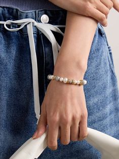 MARTHA CALVO Liza gold-plated, pearl and crystal bracelet | NET-A-PORTER Suit Shoes, Ballet Pumps, Crystal Bracelet, Crystal Bracelets, Manolo Blahnik, Net A Porter, Pearl Beads, Fashion Watches, Women Collection