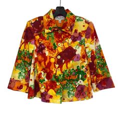 St. John Collection Multicolor Floral Print Jacket Good Pre-Owned Condition (See Photos For Details) Size: 4 Features: Style Profile: Floral, Multicolor, Designer, Print, Upscale Flaws: No Holes, Stains, Or Tears We Are Happy To Answer Your Questions! Measurements: Pit To Pit: 17" Length: 21" Fast Shipping! We Ship Out The Next Business Day! Multicolor Collared Outerwear With Buttons, Fall Multicolor Single-breasted Blazer, Multicolor Button-up Outerwear For Work, Multicolor Cotton Blazer For Fall, Multicolor Button Closure Outerwear For Work, Fitted Multicolor Outerwear With Button Closure, Multicolor Outerwear With Button Closure For Work, Collared Multicolor Spring Outerwear, Multicolor Collared Spring Outerwear