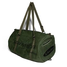 Stand out from the crowd with our Bournestar™ Duffle Bag. Made from 2 layers of heavyweight denim, making it soft to the touch and durable. With a spacious interior and 2 side pockets this bag fits all the essentials - perfect for day to day life. Wear with a pair of our sweats or any outfit of your choice. ﻿Medium: 14 inches long x 8 inches wideLarge: 20 inches long x 11 inches wide Practical Green Duffle Bag With Pockets, Green Duffle Bag With Adjustable Strap, Large Capacity Green Duffle Bag For On-the-go, Brown Duffle Bag With Adjustable Strap For On-the-go, On-the-go Shoulder Duffle Bag With Zipper Pocket, Custom Clothes, Duffle Bag, How To Wear