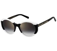 Elevate your style with the Marc Jacobs women's round polarized sunglasses, a chic accessory designed to offer both fashion and function. These sunglasses feature a timeless black and white finish on a rounded acetate frame, complemented by grey sf gold gradient lenses for optimal UV protection. Perfect for sunny days, they come with a storage case and cleaning cloth for easy maintenance. From Marc Jacobs. Trendy White Round Frame Sunglasses, White Round Frame Sunglasses With Gradient Lenses, Modern White Round Frame Sunglasses, White Uv Protection Round Frame Sunglasses, Classic White Round Frame Sunglasses, White Round Sunglasses With Tinted Lenses, Gold Gradient, Chic Accessories, Storage Case