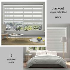 an image of a bedroom with white blinds