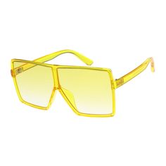 Stun with style + swag. Be the coolest kid on the block with the Kids Yellow Translucent Flat-Top Square Sunglasses from zeroUV.. A bold addition. One must-have accessory. Durable build. Quality plastic and metal hinges are used to craft and design our stylish shades at zeroUV.. Attitude meets function. Yes, sunglasses aren't just for looking cool -- they shield your eyes from UVB and UVA rays, for less squinting and possibility of damage like cataracts.. Size up on style. Get in on a once-retro Yellow Tinted Sunglasses, Childrens Wardrobes, Trendy Eyewear, Yellow Sunglasses, Metal Hinges, Tinted Sunglasses, Kids Sunglasses, Oversized Sunglasses, Eyewear Fashion