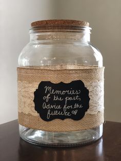 a glass jar with a chalkboard label on it