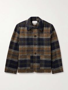 OLIVER SPENCER Lambeth Checked Wool-Flannel Shirt Jacket for Men Oliver Spencer, Flannel Jacket, Wool Flannel, Jacket For Men, Coat Design, Loungewear Shorts, Mr Porter, Lightweight Jacket, Casual Wardrobe