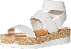 White Adjustable Wedge Sandals With Round Toe, White Adjustable Round Toe Wedge Sandals, Adjustable White Wedge Sandals With Round Toe, White Synthetic Wedge Sandals With Cushioned Footbed, White Adjustable Wedge Sandals, Adjustable White Wedge Sandals, Adjustable White Platform Wedge Sandals, White Adjustable Synthetic Heels, Adjustable White Synthetic Heels