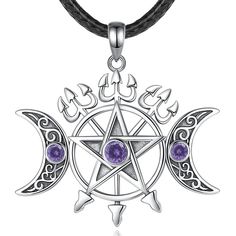 Triple Moon Pentagram Necklace Witch Jewelry-MoonChildWorld Triple Moon Pentagram, Triple Goddess Necklace, Magical Pendant, Goddess Lilith, Witches Knot, Moon Pentagram, Pentacle Necklace, Moon Pentacle, Moon Goddess Necklace