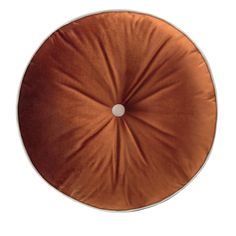 an orange round cushion on a white background