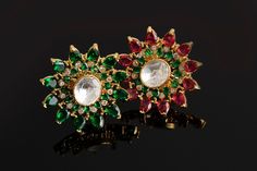 Statement rings for the season are so in! these are made of gorgeous gold plating and semi precious kundan stones along with Moissanite to complete the look! Elegant Green Rings For Festive Occasions, Festive Green Ring Jewelry, Festive Green Jewelry Ring, Festive Green Ring, Bridal Indian Jewelry, Gold Ring Indian, Bridal Indian, Ring Indian, Green Ring