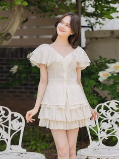 Country of Origin : Republic of Korea Elegant V-neck Ruffled Blouse, Elegant Ruffled V-neck Blouse, Elegant V-neck Ruffle Blouse, Elegant V-neck Blouse For Day Out, Elegant Beige Blouse For Day Out, The Details, Composition, Top Outfits, The Originals