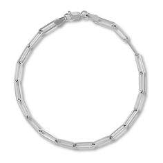 Dynamic oval, paperclip-inspired links join elegantly in this chic women's bracelet. Fashioned in 14K white gold, the 8-inch link chain secures in place with a lobster clasp and the links are approximately 3.85mm wide. Classic Chain Link Paperclip Bracelet, Modern Paperclip Bracelet With Cable Chain For Formal Occasions, Classic Silver Paperclip Bracelet With Oval Links, Classic Silver Chain Paperclip Bracelet With Oval Links, Classic Paperclip Bracelet With Oval Link Silver Chain, Silver Chain Bracelet With Paperclip Link, Modern Silver Chain Bracelet With Rectangular Links, White Gold Oval Link Cable Chain Bracelet, White Gold Cable Chain Bracelet With Oval Links