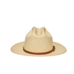 Expertly crafted from genuine Panama straw, the JAYLEE hat boasts a natural color and a 2.75 inch brim. The included brown buckle adds a touch of sophistication to this timeless accessory. Stay cool and chic in the heat with the JAYLEE hat. Classic Brown Wide Brim Panama Hat, Classic Panama Hat For Beach, Classic Adjustable Sun Hat With Single Vent, Adjustable Classic Sun Hat With Single Vent, Classic Sun Hat For Vacation, Classic Brown Panama Hat With Short Brim, Classic Brown Panama Hat For Kentucky Derby, Classic Adjustable Sun Hat For Rodeo, Classic Straw Hat For Vacation