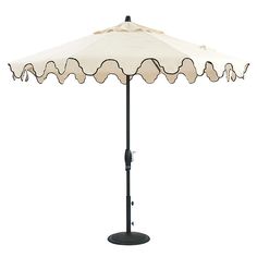 an umbrella that is on top of a stand with the shade off it's sides