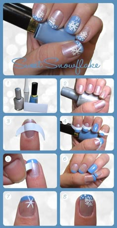 Nail Designs Tutorial, Nagel Tips, Cute Christmas Nails, Snowflake Nails, Winter Nail Art, Diy Nail Art