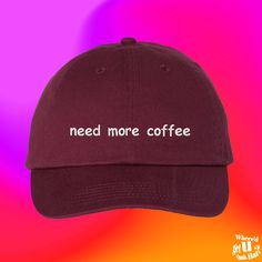 ⚠️😄WARNING: Our hats may bring you excessive attention. 🤠 Wear with caution 😜 🧢 Adjustable strap 🧢 Fits most heads 🧢 Made from 100% cotton 🧢 Polyester embroidery thread 🧢 Ready to wear 🧢 Many colors to choose from 🧢 Custom and Personalizable 🧢 Brass buckle closure 🧢 Pre-curved visor ~About "Where'd U Get That Hat!"~ 🧢 Designed & embroidered in-house 🌞 Latino owned & operated ⛅ Lightweight packaging 🌟 5-star rated store 📦 Next (biz) day shipping 🏛 Embroidered in New York City, NY Need More Coffee, Not A Morning Person, Coffee Lover Gift, Morning Person, Brass Buckle, Coffee Lover Gifts, Cap Design, Dad Hat, Hat Sizes