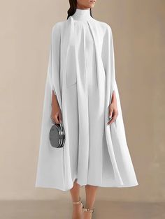 Body Studies, Batwing Sleeve Dress, Prospect House, High Neck Midi Dress, Design Outfit, Long Dresses Elegant, Dress Women Elegant, Long Midi Dress, Solid Color Dress