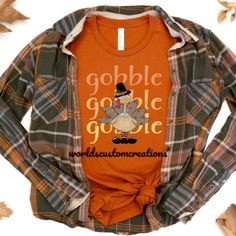 Gobble Gobble Turkey Thanksgiving Tee. Can Make In A Variety Of Sizes And Colors. Tees Are Unisex. Check My Listing For A Matching Kids Print. Prefer A Different Style (Sweatshirt, V-Neck, Long Sleeve Etc) Please Dm Or Comment To Discuss. #Turkey #Thanksgiving #Gobble #Matching #Mommyandme Brown Graphic Print Shirt For Fall, Thanksgiving Clothes, Thanksgiving Tee, Adidas Three Stripes, Email Sign, Aesthetic Grunge Outfit, Kids Print, Turkey Thanksgiving, Gobble Gobble