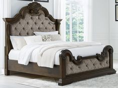 Maylee Dark Brown Queen Upholstered Bed - Ornate Home Boys Bedroom Furniture, Headboard Upholstered, King Upholstered Bed, Queen Upholstered Bed, Stunning Style, Reclining Furniture, Ornate Furniture, Upholstered Panels, Panel Headboard