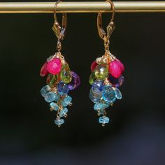 Semi Precious Gemstone Earrings Multi Gemstone Earrings Short Cluster Earrings Small Dangle Earrings Short Earrings Blue Zircon Earring Gold (24082 - 4) Diy Gemstone Earrings, Magical Butterflies, Playful Colors, Diy Gemstone, Positive Emotions, Earrings In Gold, Blue Zircon, Cluster Earrings, 925 Silver Jewelry