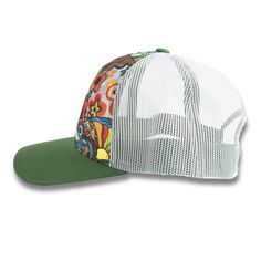 MID PROFILE FIT SPECS: 53% Polyester 47% Cotton Adjustable snapback closure One Size Fits All Mesh back Plastic snap Hard buckram Adjustable Flat Brim Trucker Hat For Sports, Green Flat Bill Snapback Hat For Summer, Green Trucker Snapback Hat With Curved Bill, Adjustable Trucker Snapback Hat With Flat Brim, Adjustable Trucker Snapback Hat With Curved Brim, Adjustable Flat Brim Trucker Snapback Hat, Summer Green Flat Bill Trucker Hat, Green Flat Bill Trucker Hat For Summer, Adjustable Multicolor Flat Brim Fitted Hat