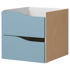 a blue drawer with two drawers on each side