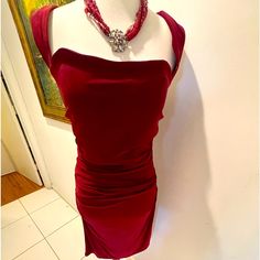 Stunning Laundry By Shelli Segal Wine Party Dress Size 10 Ruching Front And Back , Side Zipper , Boned Bodice , Criss Cross Back . Stretch Jersey ! 95% Polyester 5 % Spandex . Fully Lined ! Bust Is 18 Length Is 45 Inches Long New With No Tags ! Elegant Burgundy Ruched Mini Dress, Fitted Burgundy Festive Dress, Festive Fitted Burgundy Dress, Fitted Mini Dress For Festive Formal Occasions, Elegant Red Mini Dress With Ruched Details, Fitted Ruched Dress For Festive Occasions, Elegant Red Ruched Mini Dress, Burgundy Ruched Dress For Formal Occasions, Burgundy Ruched Formal Dress