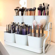 The organiser is from IKEA and is called 'Socker pot with holder'...use for craft room organization Ikea Socker, Ikea Makeup Storage, Ikea Makeup, Design Seed, Dekorere Bad, Make Up Storage