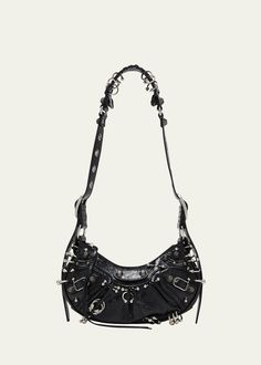 Balenciaga Le Cagole XS Piercing Leather Shoulder Bag - Bergdorf Goodman Balenciaga Shoulder Bag, Black And White Bags, Black Balenciaga, Heart Mirror, Balenciaga Women, Balenciaga Logo, Balenciaga Black, Balenciaga Bag, Jeans Bag