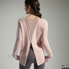 Fisdy - Breathable Mesh Panel Loose Yoga Apparel: Long Sleeve Fitness Top for Running, Quick-Drying Training Tee Autumn Yoga, Fitness Top, Yoga Top, Workout Attire, Yoga Activewear, Loose Blouse, Yoga Tops, Mesh Panel, Sports Jacket