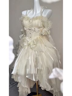 Channel your inner princess with our Y2K White Fairy Bow Princess Lolita Dress! 👸✨ #PrincessVibes #FairyTaleFashion #LolitaLove #DressToImpress #kawaiifashionco Fairycore Mini Dress For Costume Party, White Fairycore Corset Dress For Party, White Fairycore Corset Dress With Ruffles, Fairy Kei Ruffle Dress For Party, Fairy Kei Ruffled Dress For Parties, Fairy Kei Party Dress With Ruffles, White Sleeveless Fairycore Dress, Fairy Kei Dress For Costume Party, Party Fairycore Corset Dress With Ruffles