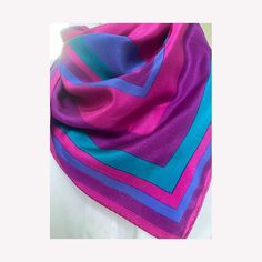 Vintage Silk Scarf  Liz Clairborne Magenta, purple, green blue Large Square Scarf Approx 30 X 31 Good Condition - some tiny pin marks - maybe from a brooch? You can enter my shop here to see more https://redcurlzs.etsy.com I will combine shipping and overpayments on any combined orders, over costs, will be reimbursed. Otherwise please send me a message for an estimate in advance. You can also find me at Instagram @redcurlzstoronto  https://pinterest.com/Redcurlzs https://www.twitter.com/Redcurlzs https://www.facebook.com/Redcurlzs and visit here to see more vintage https://torontovintagefinds.etsy.com Please review my policies for more details Large Silk Scarf, Modern Sewing Patterns, Magenta Purple, Vintage Silk Scarf, Vintage Souvenir, Needlepoint Kits, Square Scarf, Vintage Silk, Purple Green