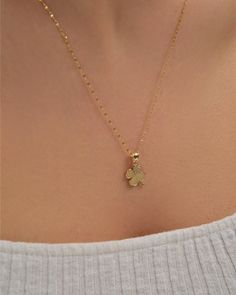 14k Solid Gold Clover Necklace, Minimalist 4 Leaf Clover, Dainty Good Luck Pendant, Luck Pendant, Tiny Necklace, Gift for Her,gift for Wife - Etsy Dainty Yellow Gold Charm Necklace For May Birthstone, Dainty Yellow Gold Charm Necklace With May Birthstone, Dainty Delicate Chain Necklace For Good Luck, Dainty Yellow Gold Charm Necklace With Emerald, Dainty 14k Gold Charm Necklace For May Birthstone, Dainty 14k Gold May Birthstone Charm Necklace, Yellow Gold Dainty Necklace For May Birthstone, Dainty Gold Plated Charm Necklace For Good Luck, Dainty Flower Pendant Charm Necklace For Good Luck