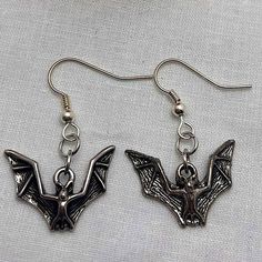 Handmade, Brand New Stainless Bat Dangle Earrings Nickel-free Casual Party Earrings, Casual Nickel-free Earrings For Party, Casual Metal Earrings With Ear Wire, Casual Metal Dangle Jewelry, Casual Metal Drop Earrings, Handmade Brand, Earrings Color, Bat, Dangle Earrings