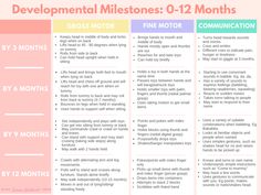 a poster with the words, developmental milestones and other things to do in each month