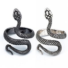 Item Type: Ring Material: Alloy Gender: Women Size: Adjustable Package Includes: 1 x Pc Black Snake Rings, Rings For Men Snake, Punk Mode, Antique Cocktail Ring, Serpent Ring, Ring Man, Ring Settings Types, Dragon Ring, Wedding Ring Sizes