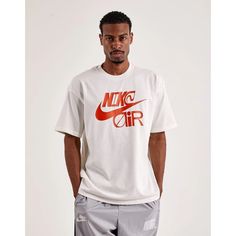 Feel Game-Ready Wherever You Go With Nike's Max90 Tee. This Men's T-Shirt Is Made From Breathable Midweight Cotton And Has A Roomy Fit For Comfortable Wear. Nike Air Graphic Short Sleeves Ribbed Crewneck Collar Cotton Material Color Shown: White Nike Retro T-shirt With Letter Print, Retro Nike T-shirt With Letter Print, Nike Urban Tops With Letter Print, Nike Sporty Shirt For Streetwear, Nike Sporty Streetwear Shirt, Nike Cotton Shirt With Relaxed Fit, Retro Nike Tops With Graphic Print, Relaxed Fit Cotton Nike Shirt, Nike Urban Short Sleeve Tops