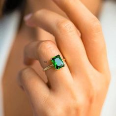 Octagon Cut Emerald Ring, Green Emerald Ring, Emerald Engagement Ring, 925 Sterling Silver, Wedding Ring, Art Deco Ring, Bridal Gift Ring ❋ RING DETAIL ❋ Metal: 925 Sterling Silver (Can be made in Yellow gold & rose gold plated as well) Gemstone -: Green Emerald  Stone Shape-: Emerald Cut  Stone Size - : 7x9 mm  Side Stone Size -:  --- ✥Features✥ ✥ Ready to Ship in 5-7  Business Days ✥ I accept custom making order.Please contact me if you need this service. ✥ Please Feel Free to contact us 24*7 to discuss for any order ✥ For all the jewelries,there is a 30 days money back guarantee. ✥ All items will be well packed in a beautiful ring box. ✥ If you want to upgrade your shipping speed then please add this with your product PLEASE BE ADVISED BEFORE PURCHASING: *We can not be held responsible 14k Gold Emerald Ring For Promise, May Birthstone, 14k Gold Emerald Promise Ring, May Birthstone, Green 14k Gold Promise Birthstone Ring, 14k Gold Emerald Ring Princess Cut, 14k Gold Princess Cut Emerald Ring, 14k Gold Emerald Cut Rings For May Birthstone, Solitaire Ring For Promise And May Birthstone, Solitaire Promise Ring For May Birthstone, Heirloom Style Solitaire Rings For May Birthstone