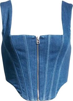 STAUD - Cindy Denim Corset Corset Top And Jeans, Corset Jeans, Corset And Jeans, Ropa Upcycling, Cropped Corset, Sewing Jeans, Top Corset, Kurti Designs Latest, Contrast Top