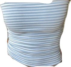 Tight Fitted Strapless Crop Top Striped Slim Bandeau Top - AnotherChill Light Blue Fitted Seamless Crop Top, Fitted Light Blue Seamless Crop Top, Fitted Seamless Light Blue Crop Top, Blue Seamless Bandeau Top, Fitted Seamless Blue Top, Blue Fitted Bandeau Tank Top, Fitted Blue Bandeau Tank Top, Blue Stretch Bandeau Top, Fitted Striped Bandeau Top